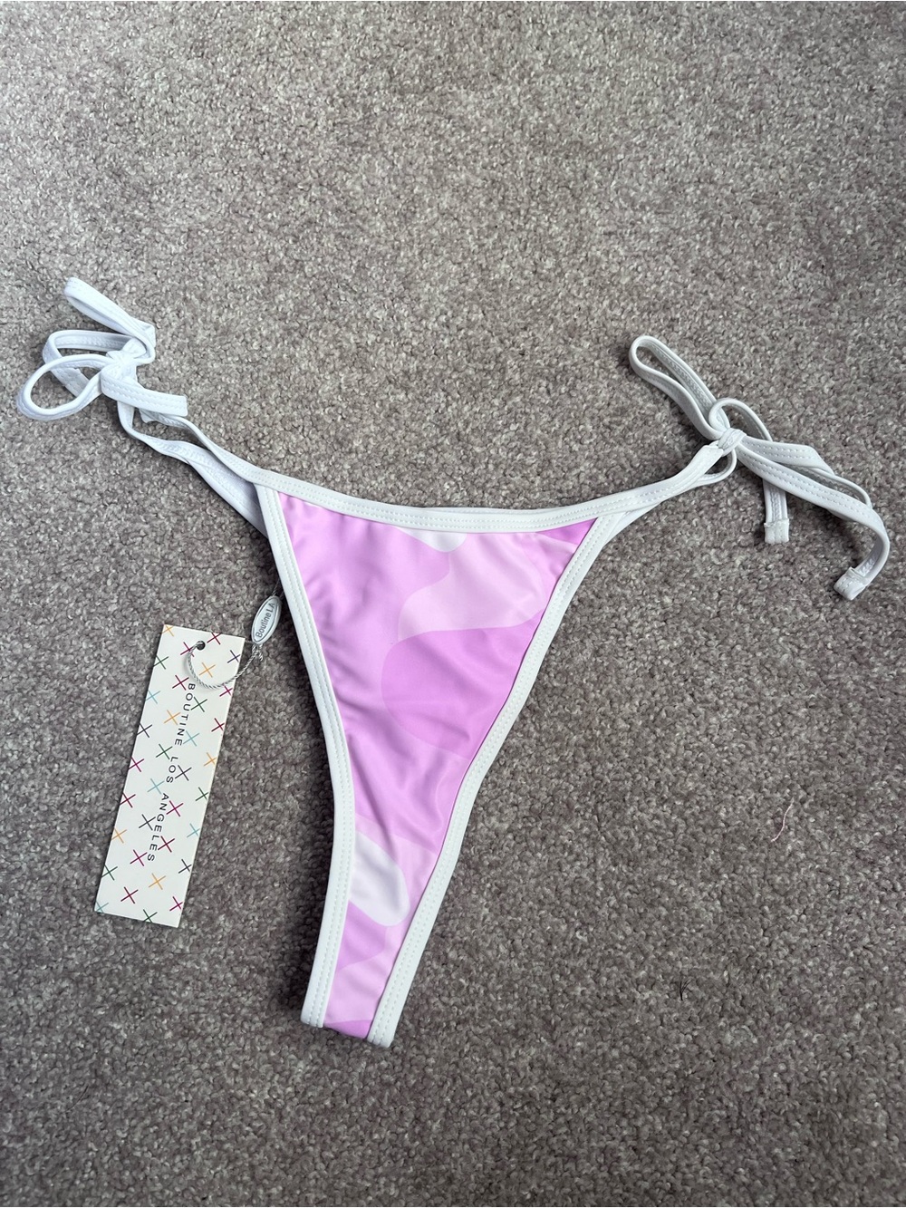 Boutine LA Pink & White Tie-Side Bikini Bottom